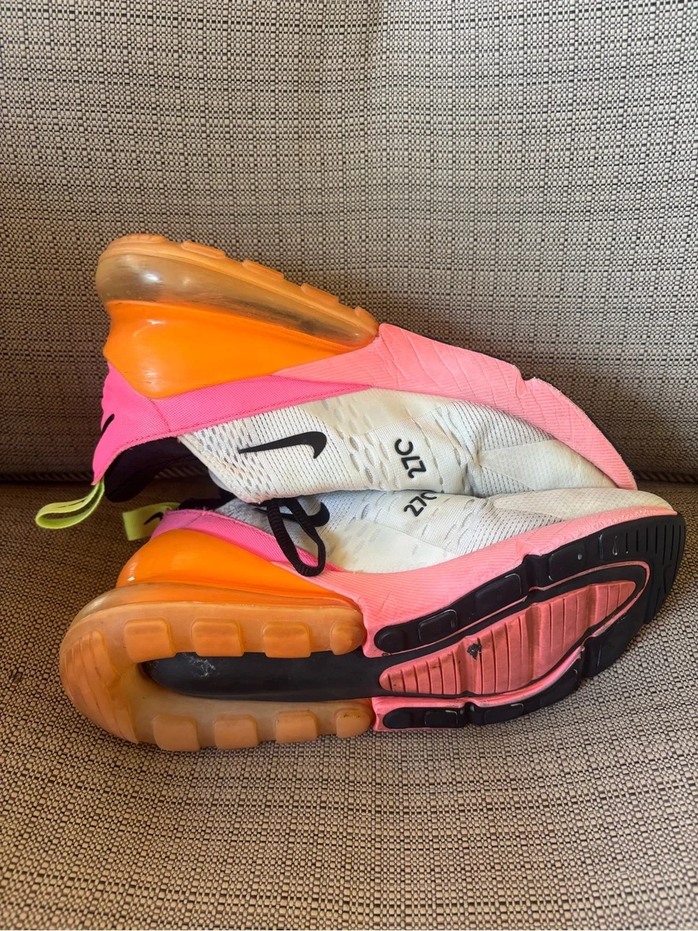 Nike Air Max 270 White Pink Orange Athletic Shoes